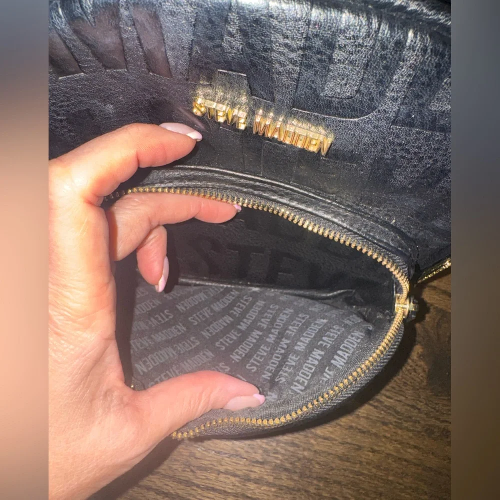 Steve Madden Black and Gold Accent Backpack